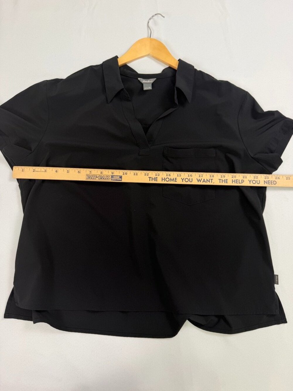 Eddie Bauer Black Stretch Collared Pocket Blouse XL - Picture 5 of 7